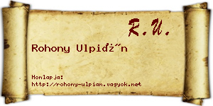 Rohony Ulpián névjegykártya